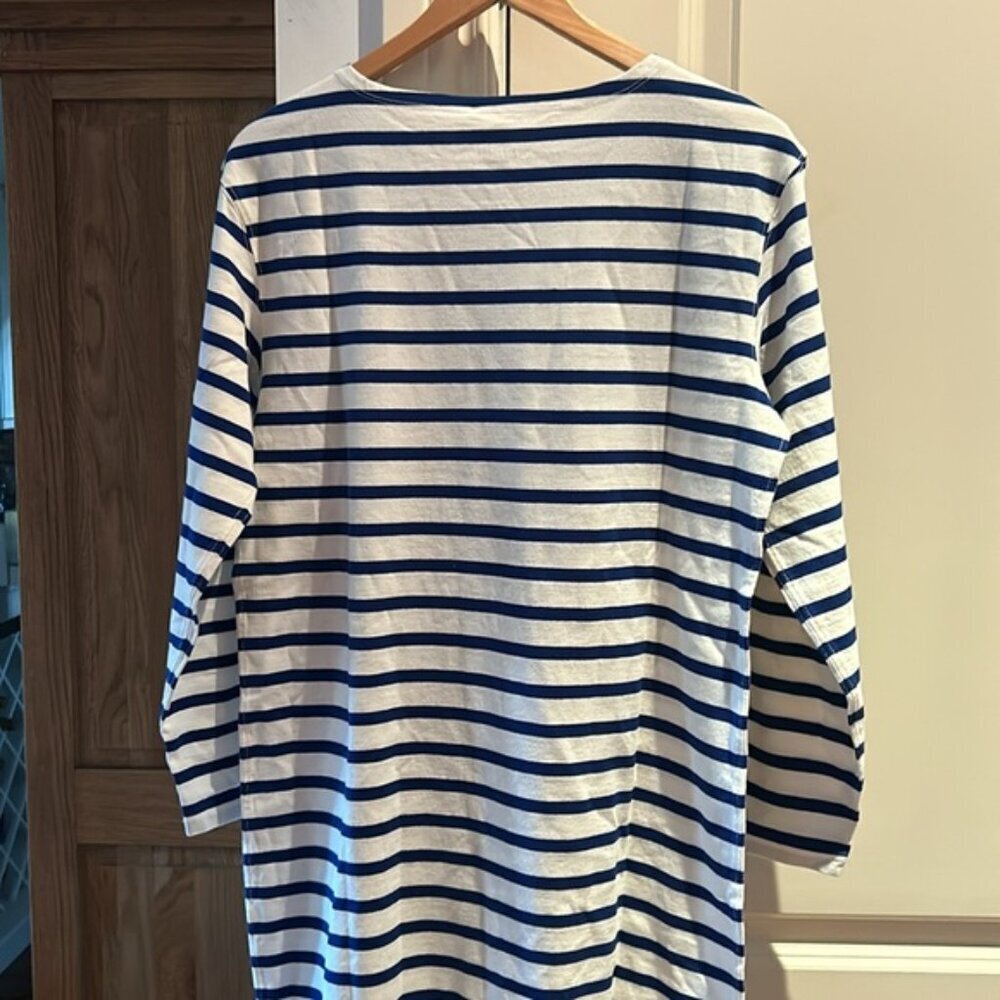 NWT EVERLANE XS organic cotton white and blue striped pull over dress - Picture 9 of 10